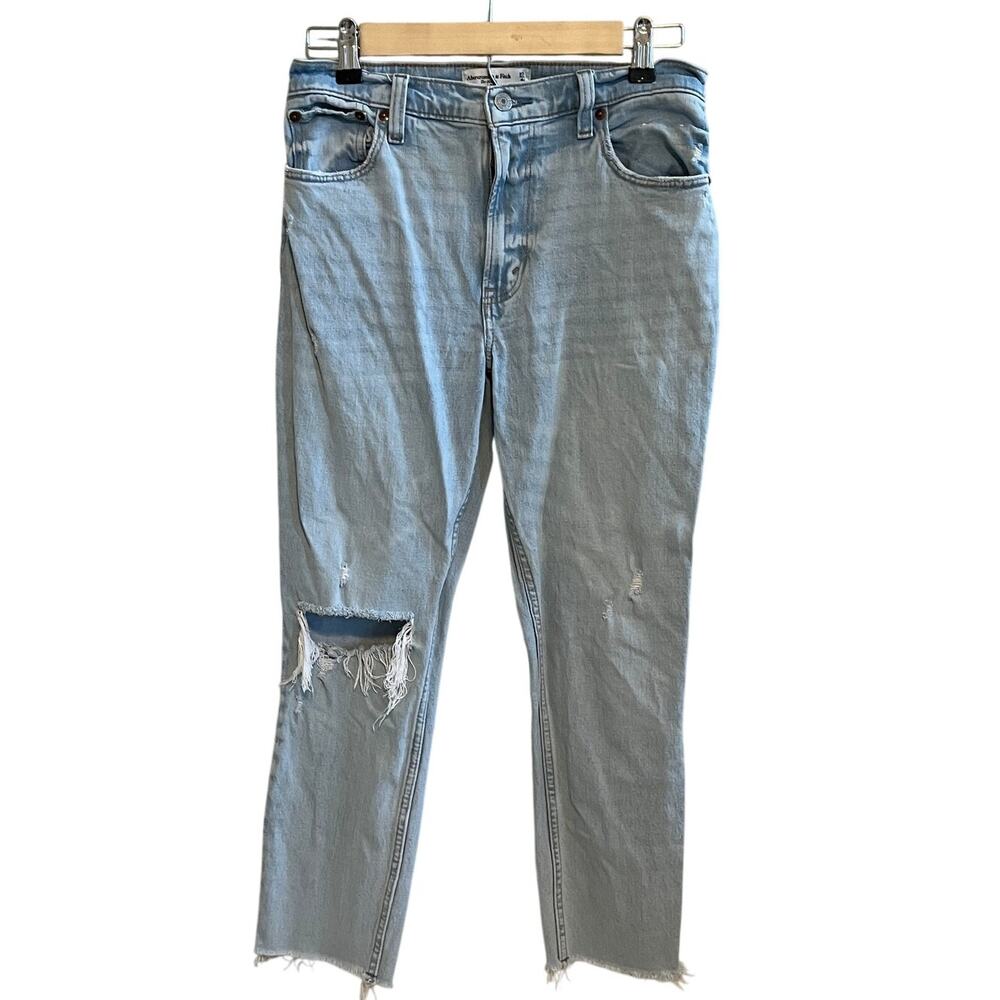 Abercrombie & Fitch A&F The Skinny High Rise Distressed Jeans Light Wash 27 / 4s - Picture 2 of 8